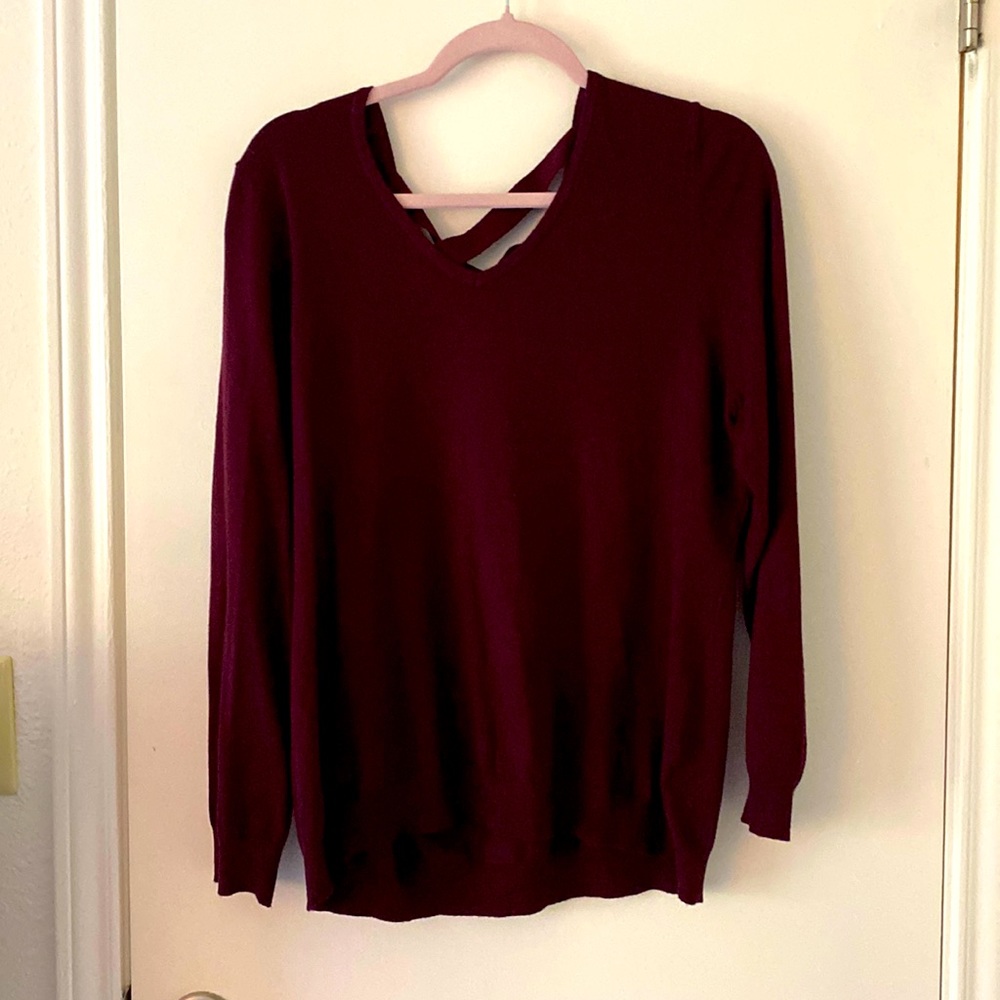 Wine Colored Sweater with Lattice Back